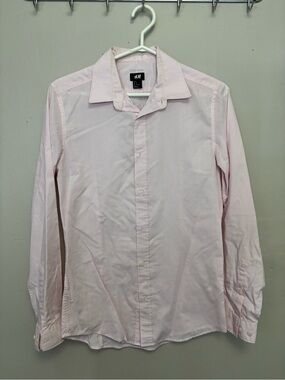 H&M Men's Pale Pink Dress Shirt - Long Sleeve